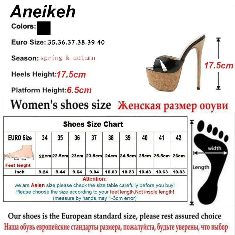 Aneikeh 2025 Summer Extreme Mules High Heels Women's Platform Sandals Shoes Ladies Slippers Slingback Peep-toe Slides Sandalias