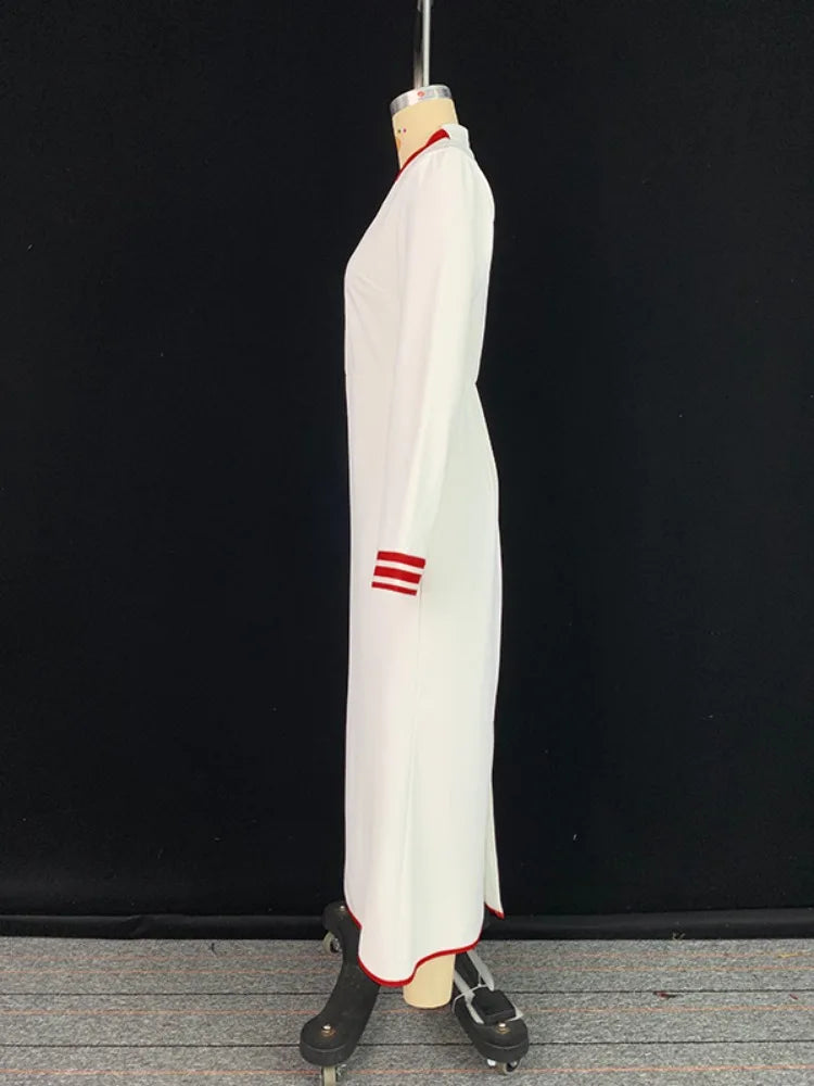 Women's Fashion Contrast Color Deep V-Neck Evening Maxi Dresses
