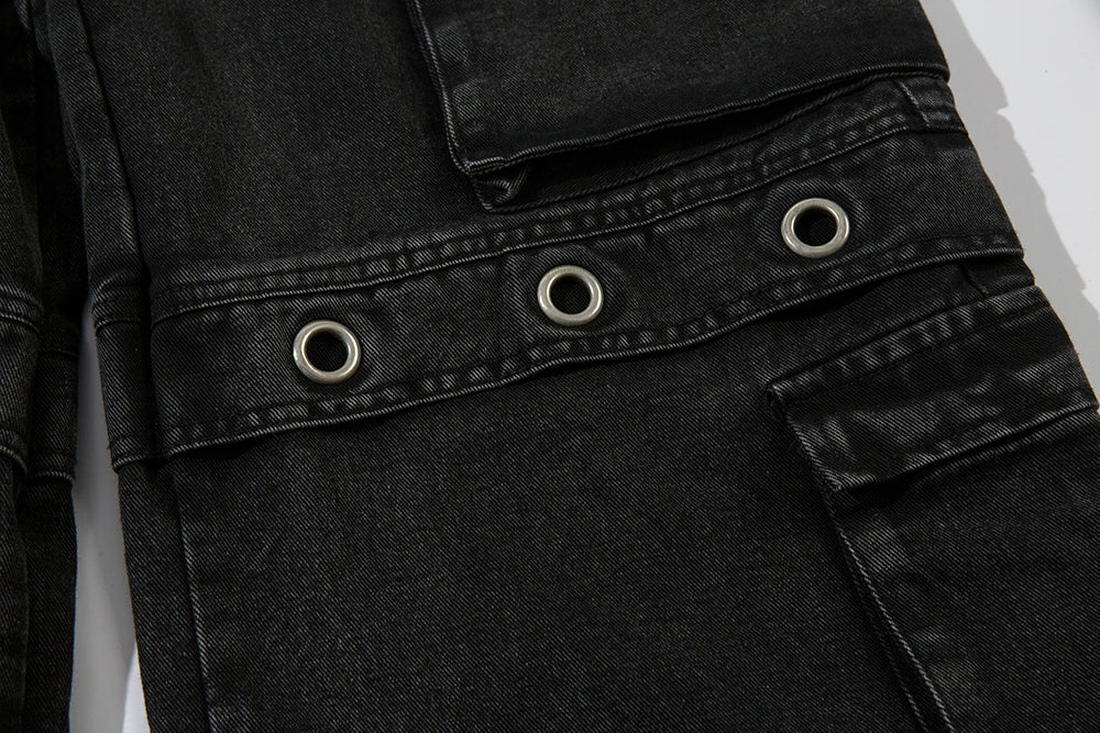 High Street Heavy Industry Multi-pockets Washed Cargo Pants