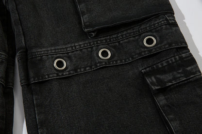 High Street Heavy Industry Multi-pockets Washed Cargo Pants