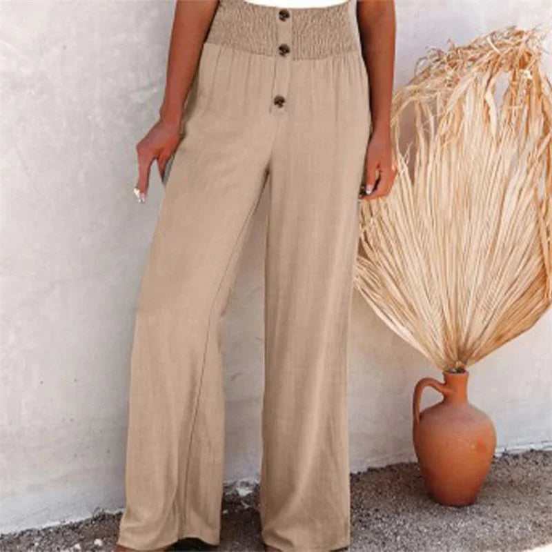 Women Three Buttons Decoration Trousers