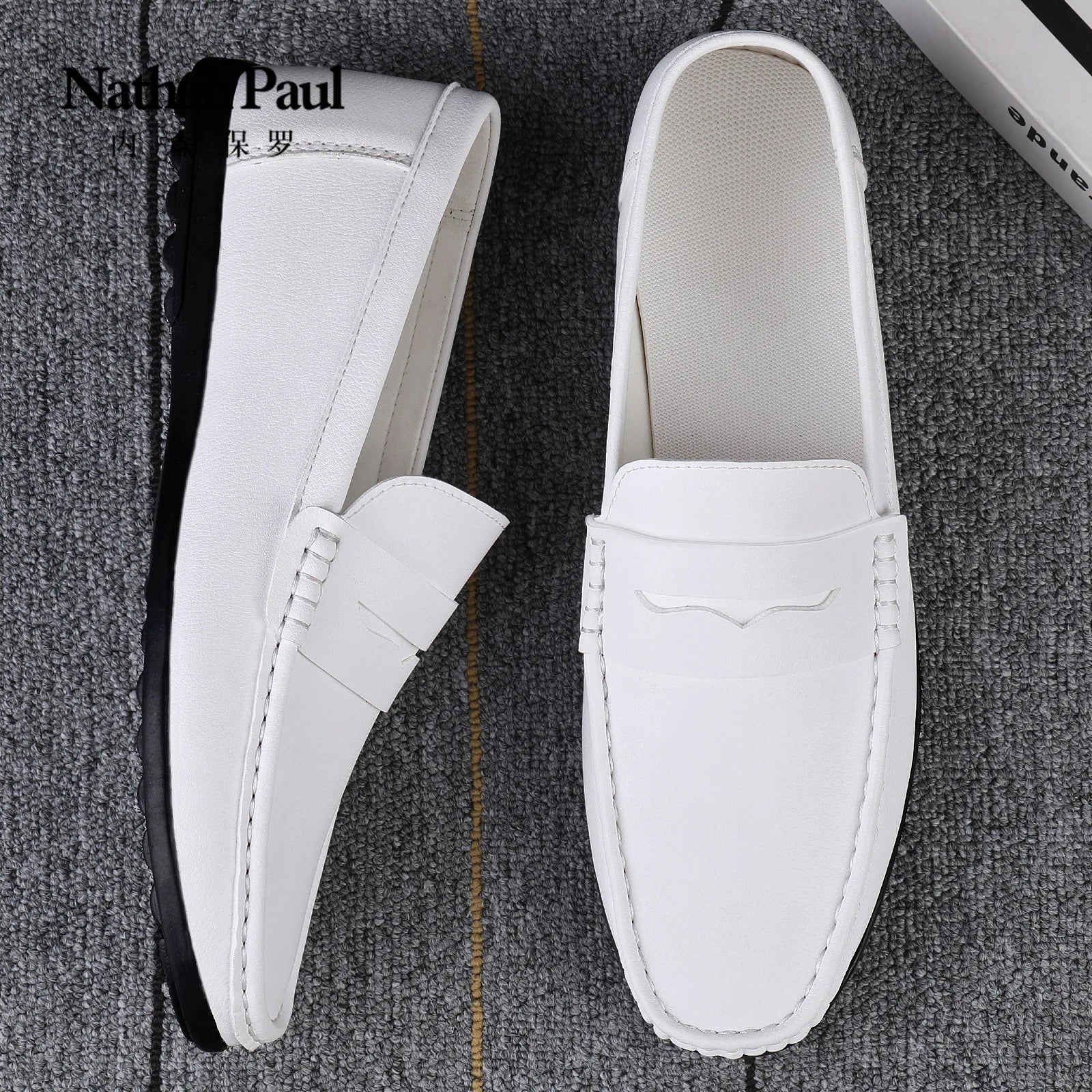 Leather men's shoes 2024 summer new driving flat casual style men's shoes trendy fashion outdoor lazy loafers men's shoes