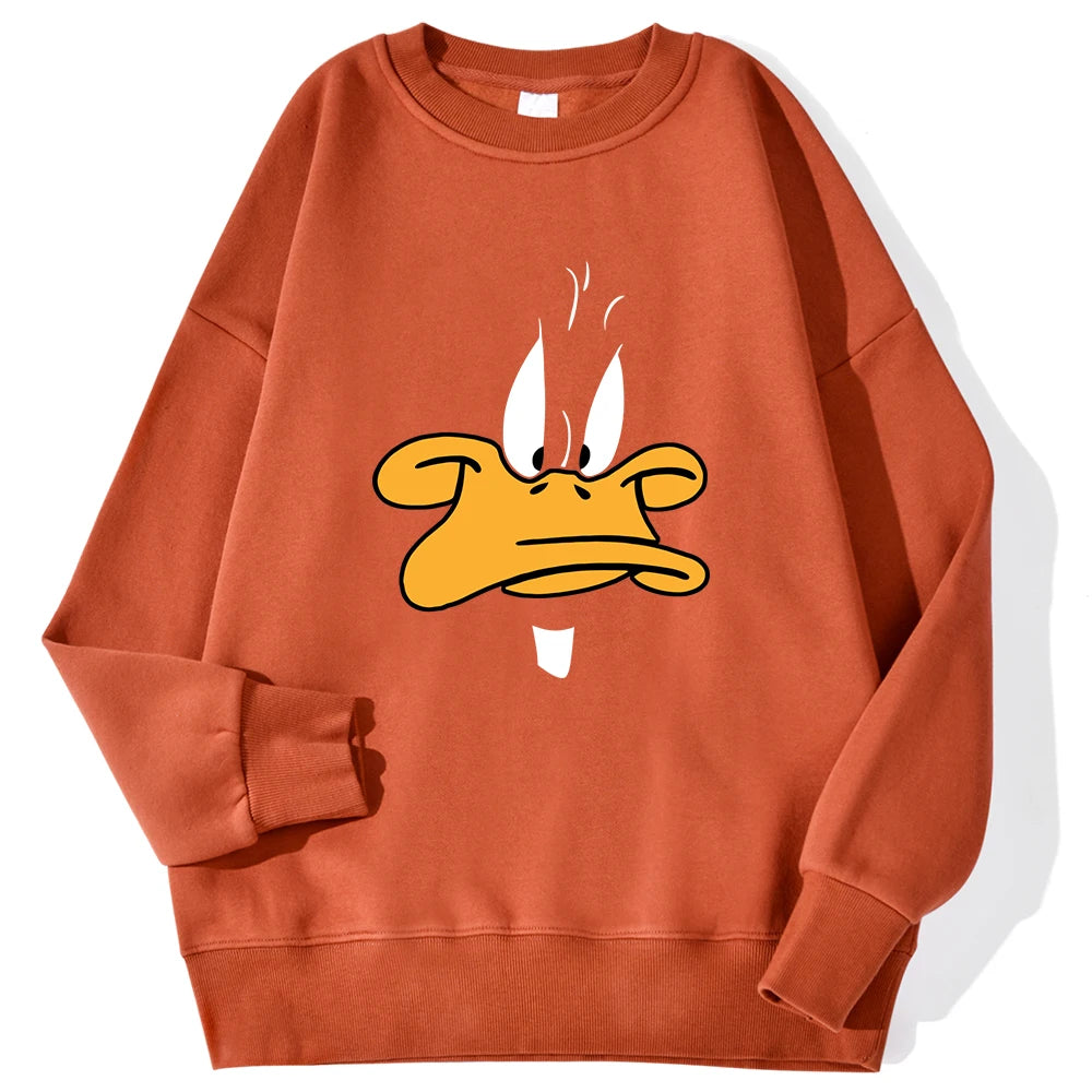 Cartoon Duck Personalized Print Man Hoodies Hip Hop Autumn Warm Hoodie Casual Fashion Hoody Harajuku Big Size Unisex Pullover