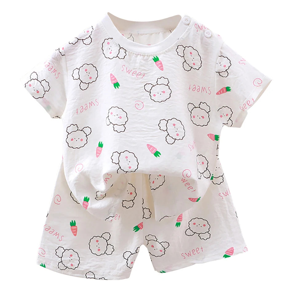 Soft Kids 2-Piece Set Breathable Short Sleeve Shorts
