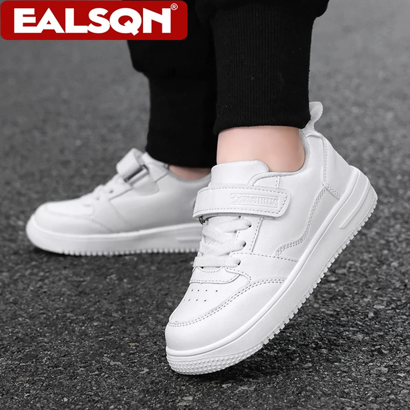 White Kids Sneakers Boys Sports Running Shoes Breathable Mesh Lightweight Comfortable Outdoor Tennis Casual Walking Shoes