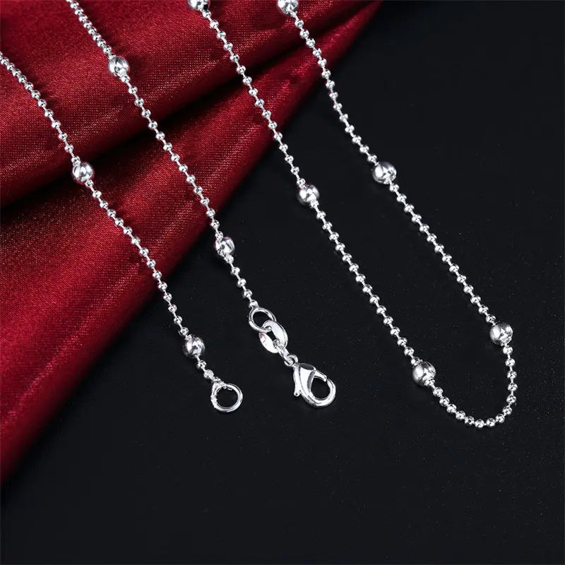 Sterling Silver Sweater Bead Chain Women's Necklace