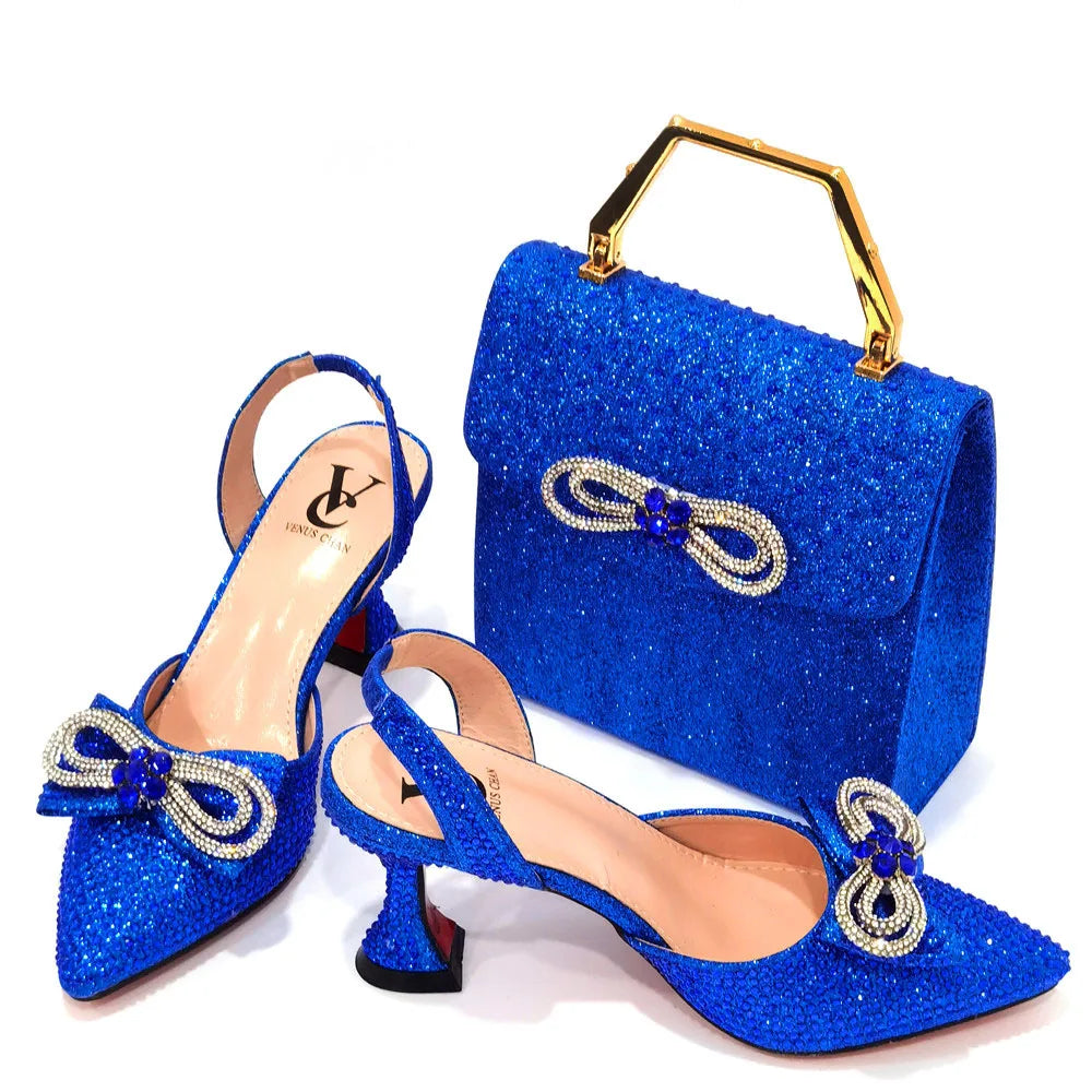 Rhinestone Bow Side Empty Party High Heels Pointed Toe Stiletto Heels