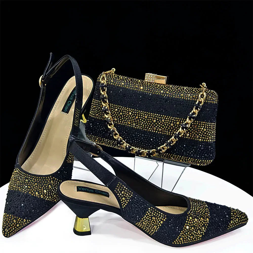 Evening Party Shoes And Bag Set Hollow Design Bag With Shoes