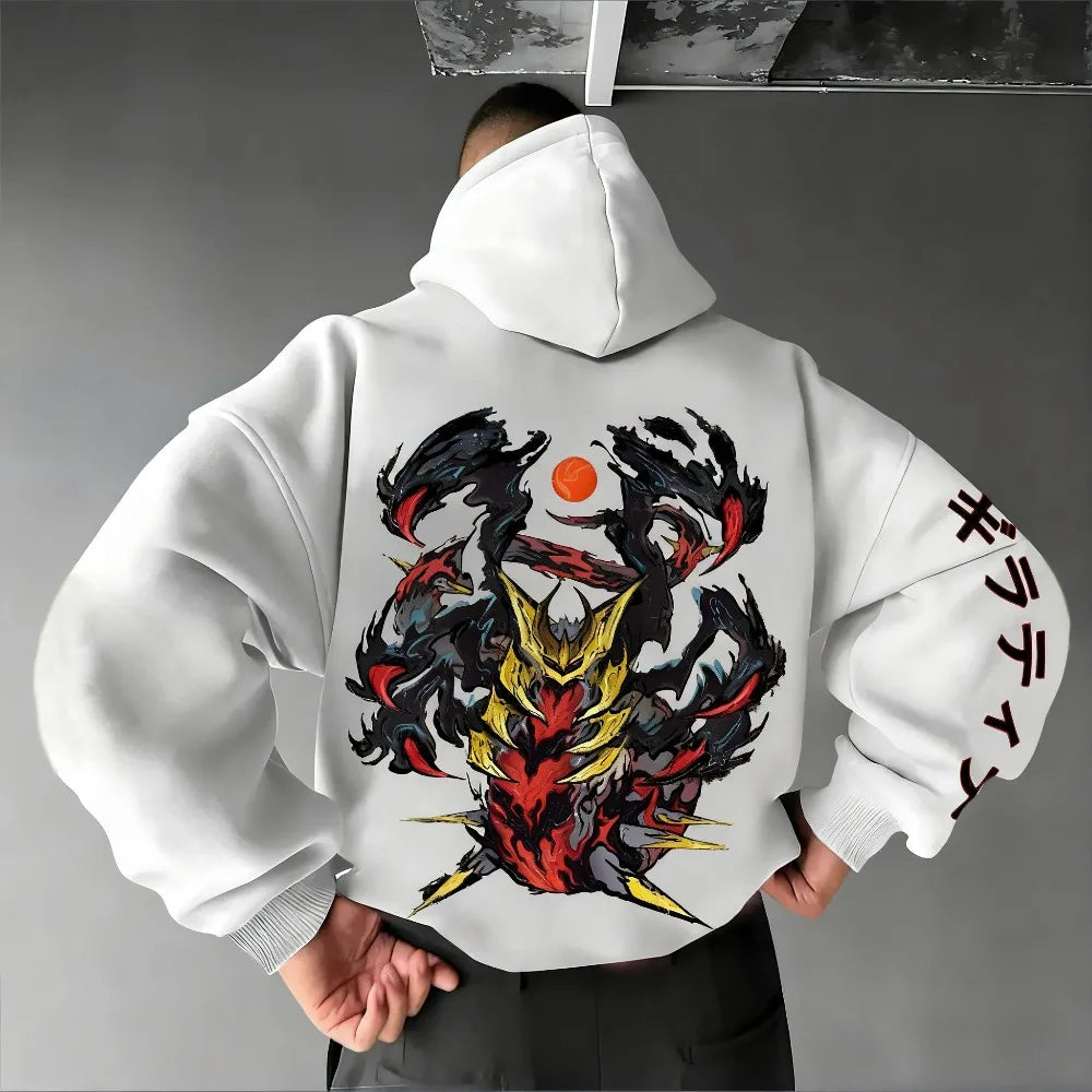 Pokémon Anime Giratina Genuine Printed Men's Pullover Autumn and Winter New Loose Casual Gym Sports American Hip Hop Sweater Top