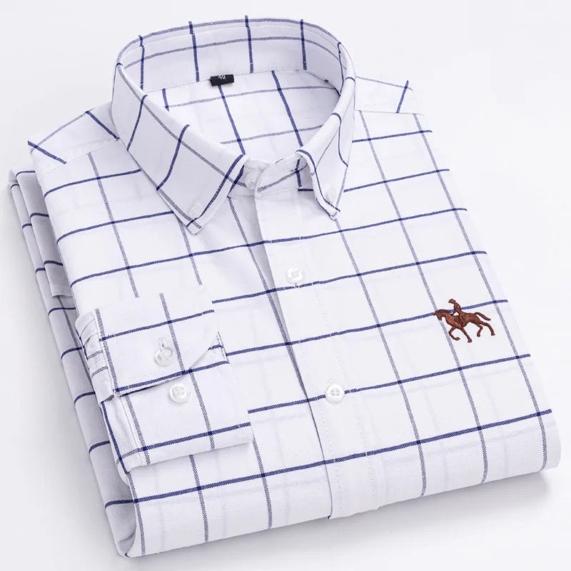Plus 5XL 6XL Mens Oxford Shirts 100% Cotton Spring Long Sleeve Casual Business Formal Dress Shirt Regular Fit Social Man Clothes