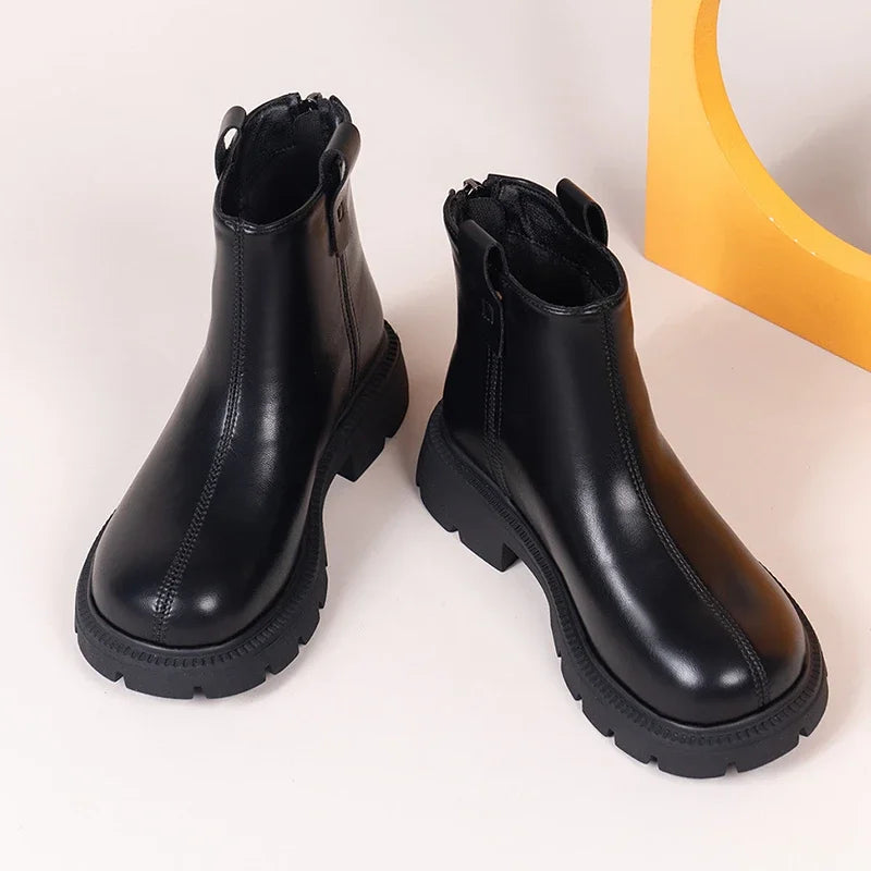 2023 New Girls Short Boots Simple Non-slip Kids Fashion Casual Versatile Round-toe Princess Ankle Boots Drop Shipping Child Shoe