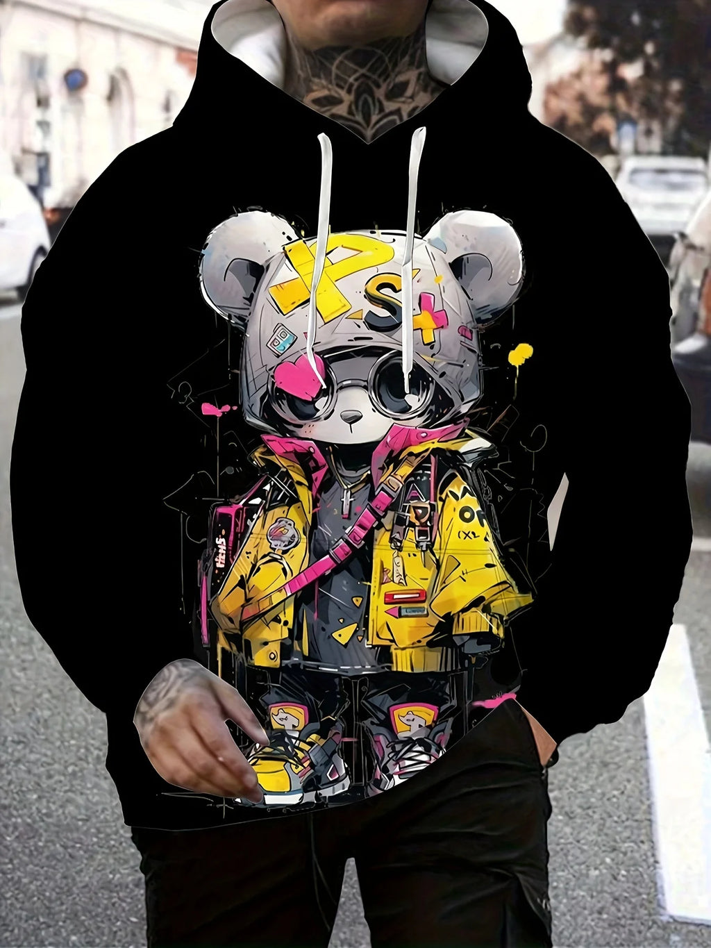 Cartoon Bear Printed Soft and Comfortable Hoodie