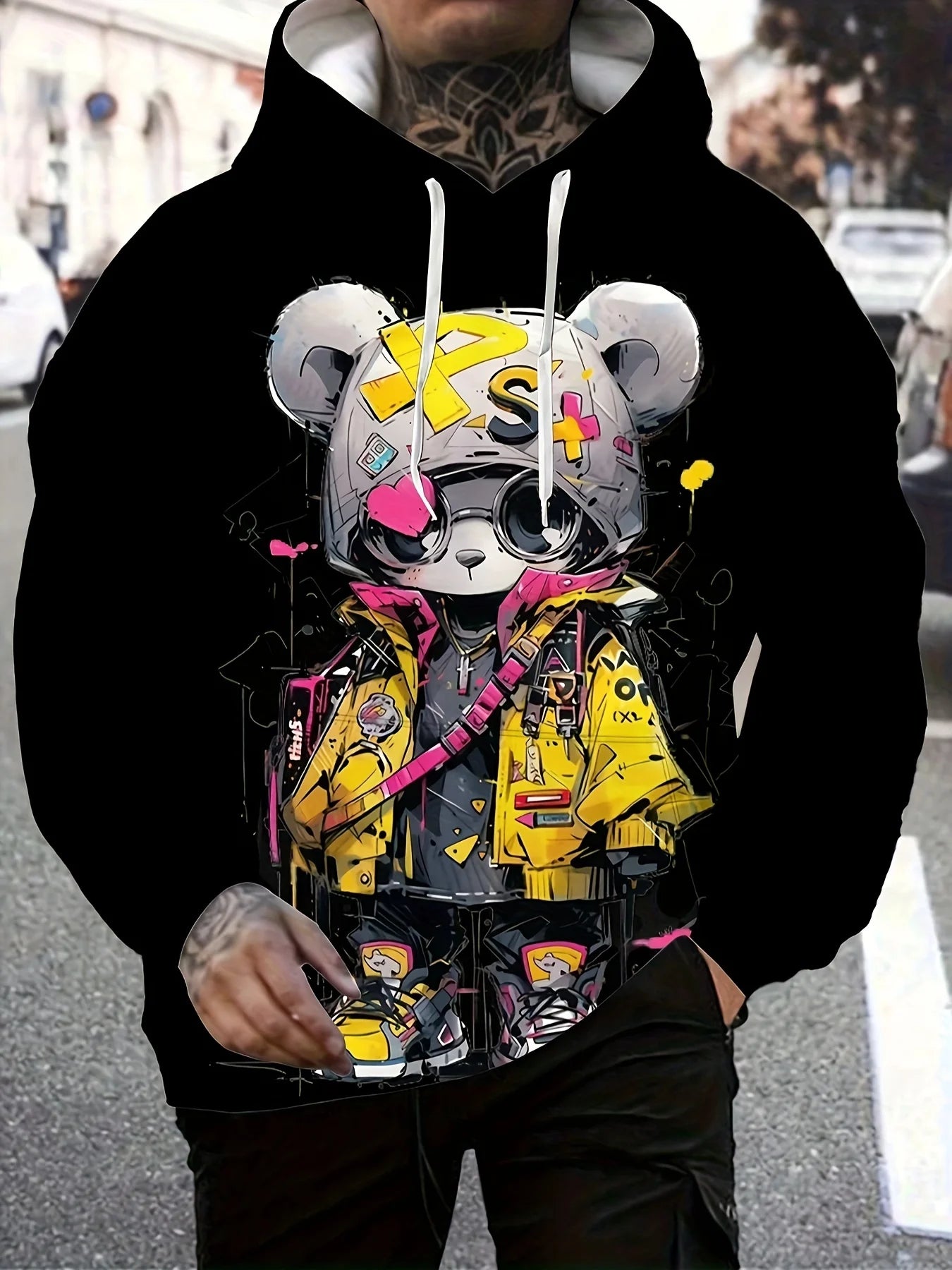 Cartoon Bear Printed Soft and Comfortable Hoodie