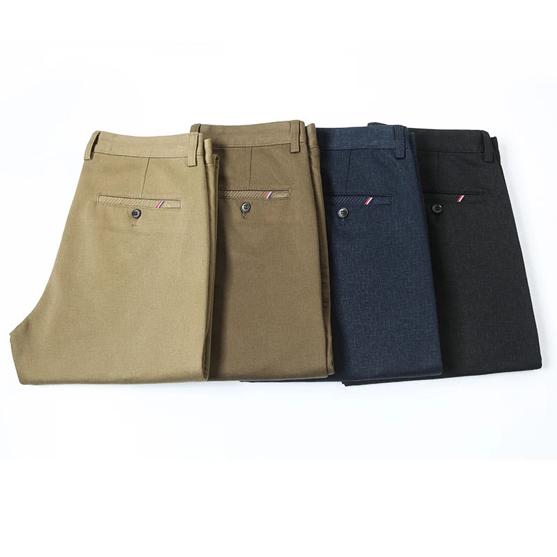 Men's Business Formal Office Cotton Spandex Trousers