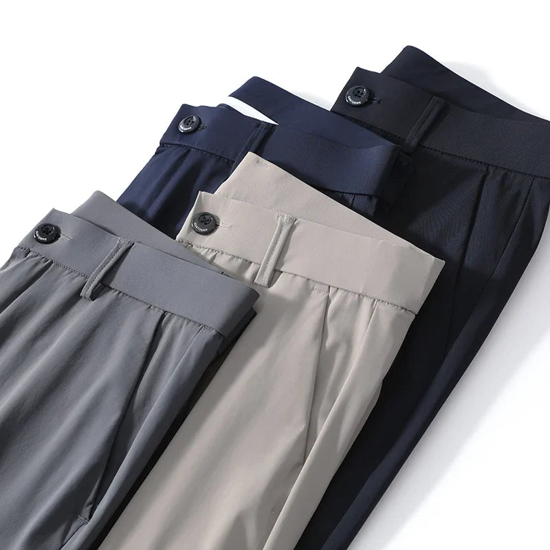 Summer New Stretch Soft Suit Pants Men Thin Fashion Business Elastic Waist Korean Slim Brand Clothes Casual Formal Trousers Male