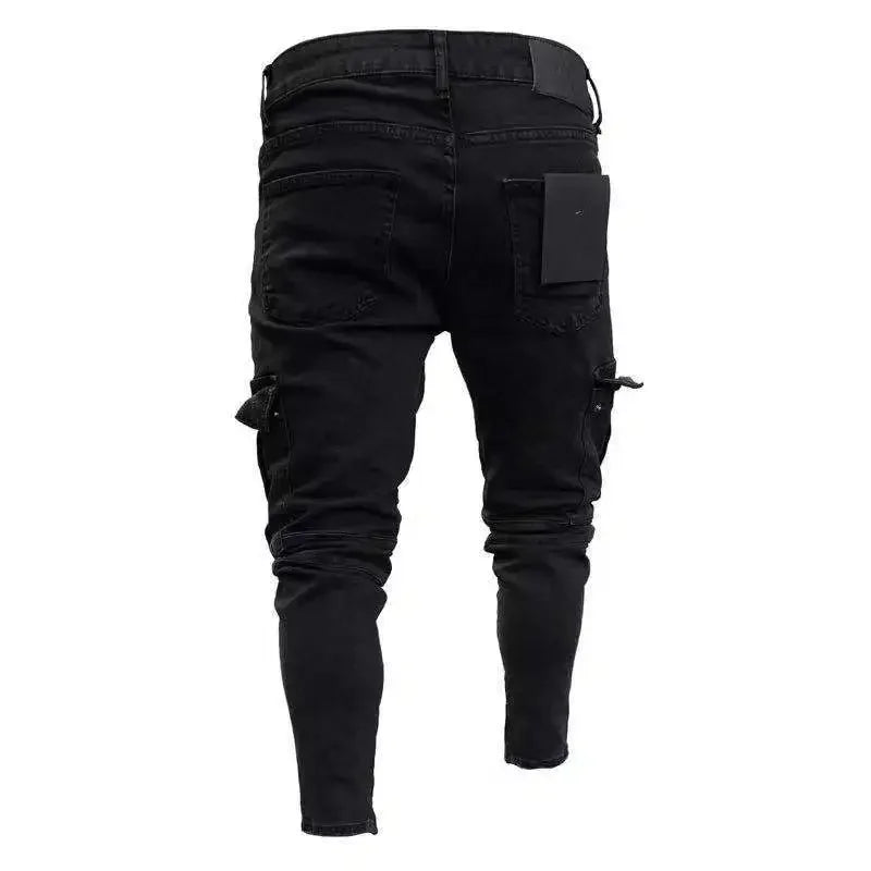 Slim Biker Men Ripped Long Denim Trousers Skinny Jeans