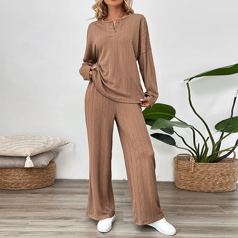 leisure solid color women's two-piece pants