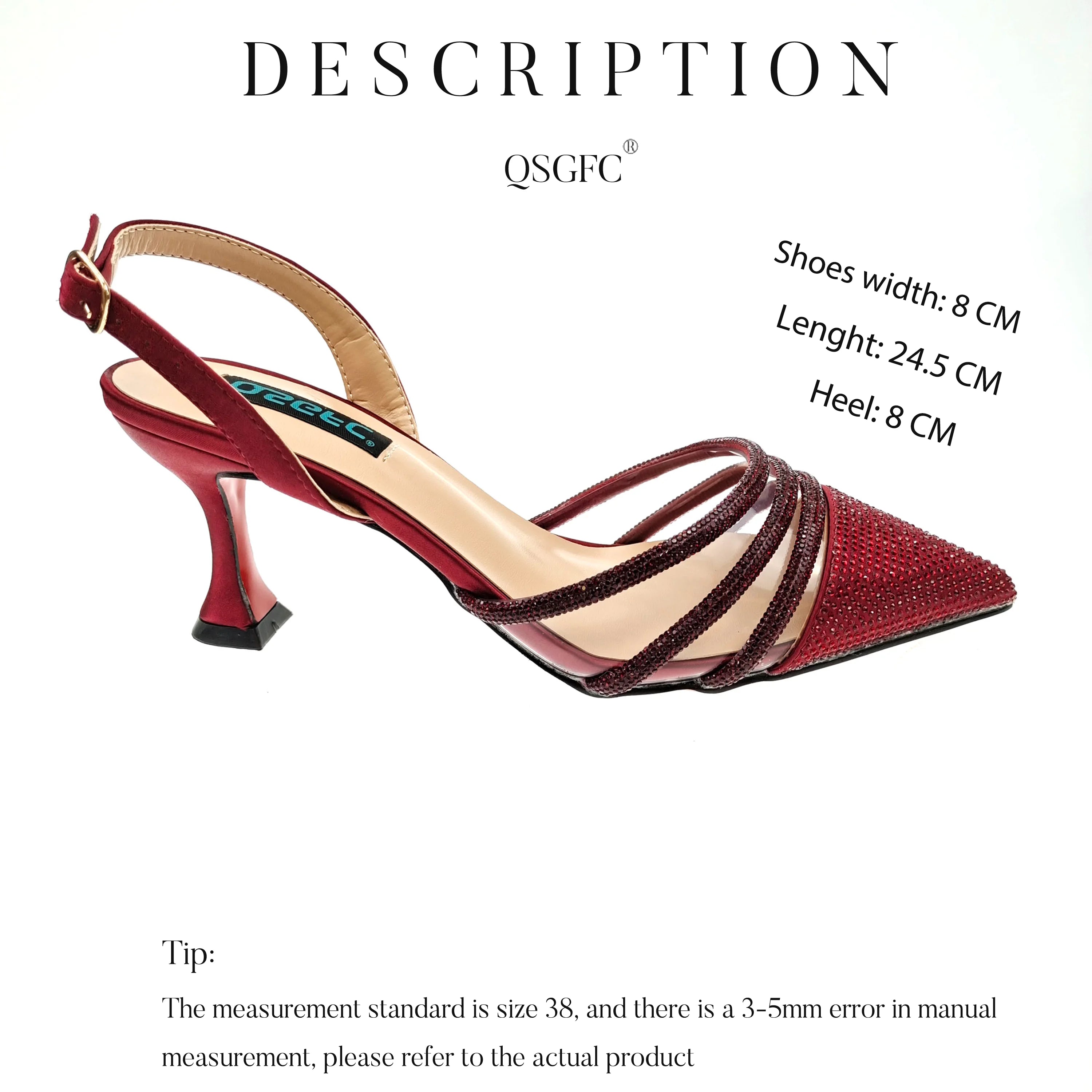 Women's Fashion Crystal Square Button Pointed High Heels