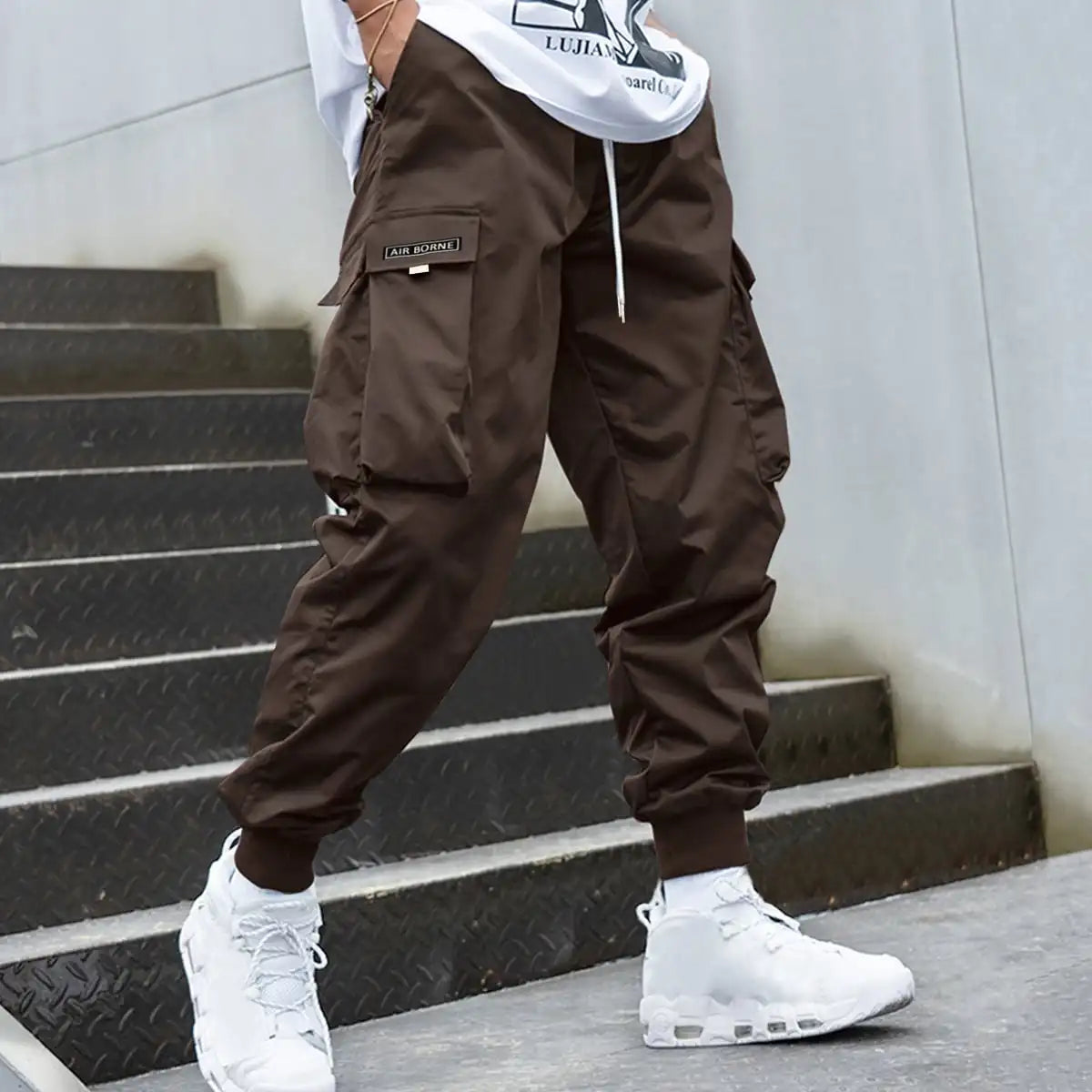 Men Letter Graphic Flap Pocket Cargo Pants