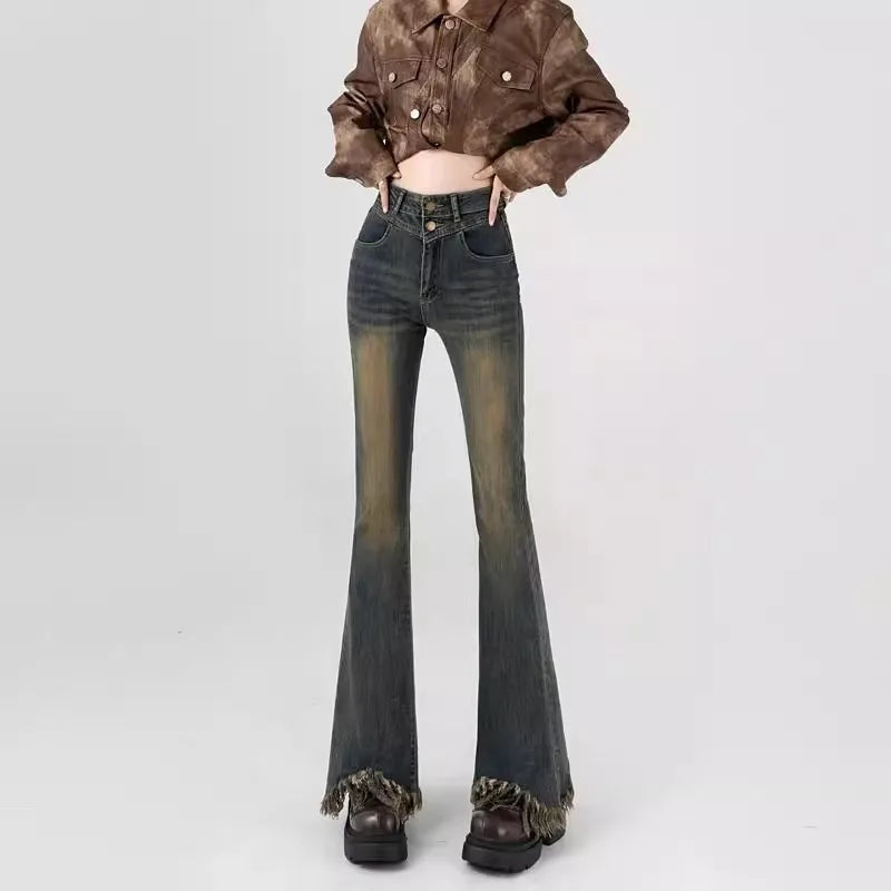 Flared Jeans Ladies Women's Wide Pants Women's Denim Shorts Y2k Baggy Jeans Pants for Woman Jean Shoujo Girl Style Coquette Pant