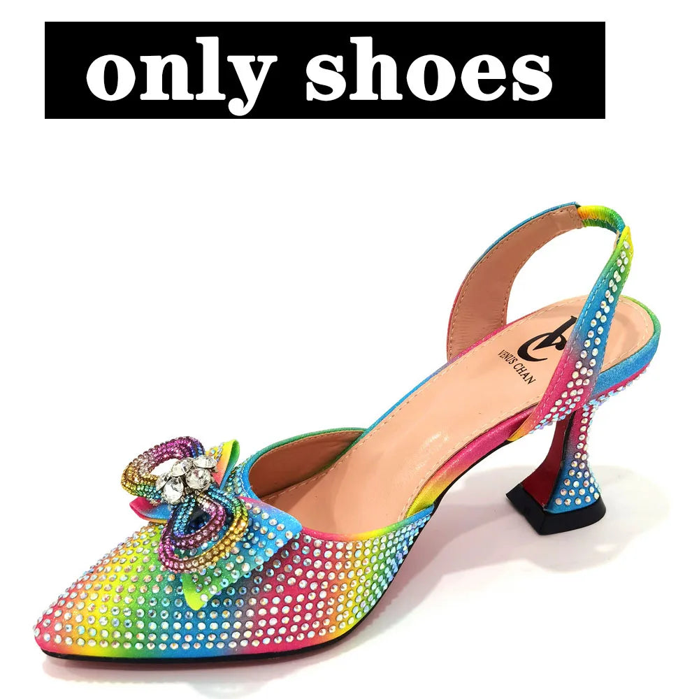 Rhinestone Bow Side Empty Party High Heels Pointed Toe Stiletto Heels
