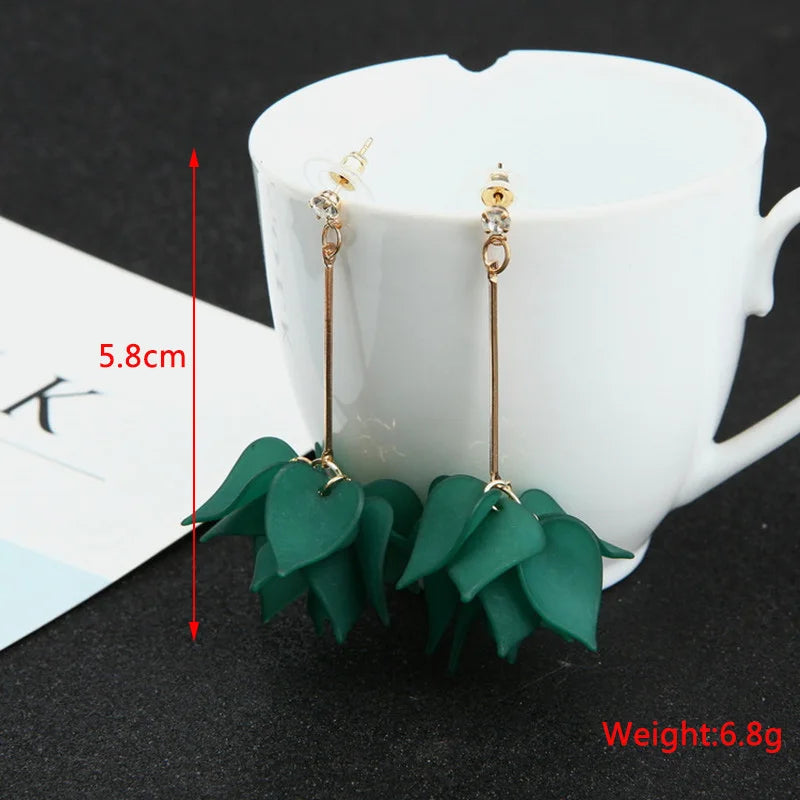 Green Color Crystal Dangle Earrings for Women