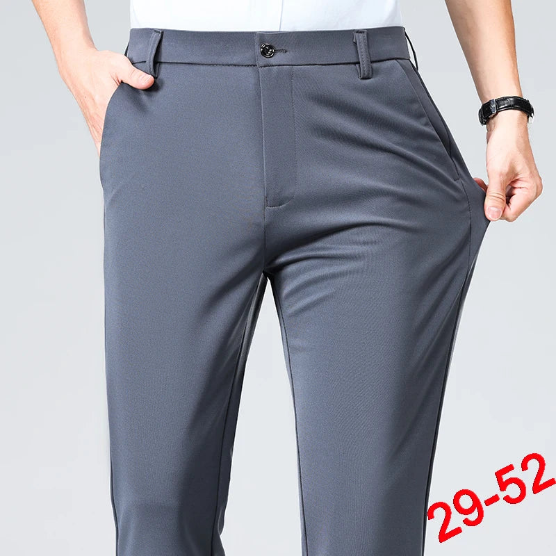 Plus Size Trousers Men Business Suit Pants Stretch Formal Dress Pants