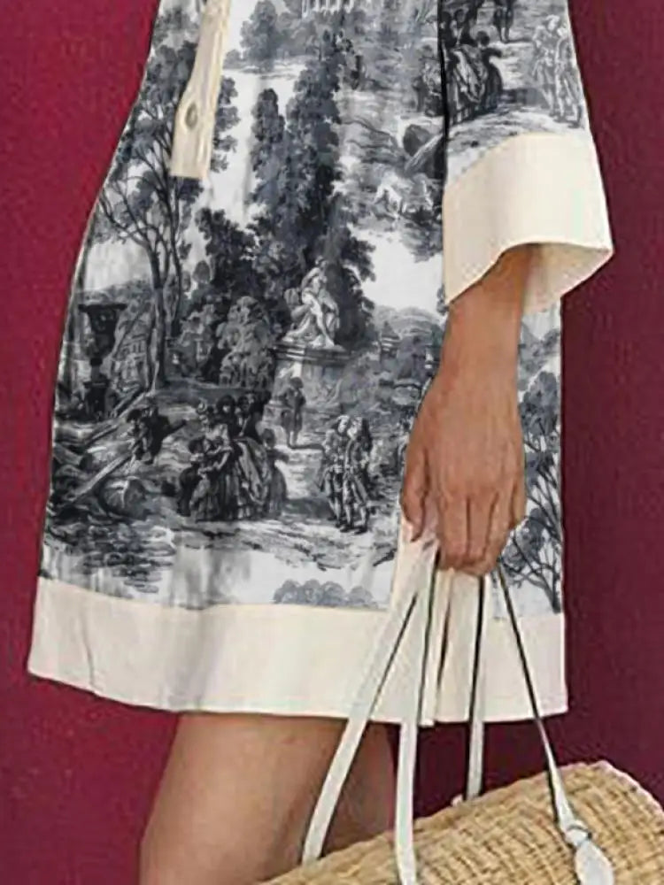 Female Vintage Elegant Printed Party Evening Mini Dresses