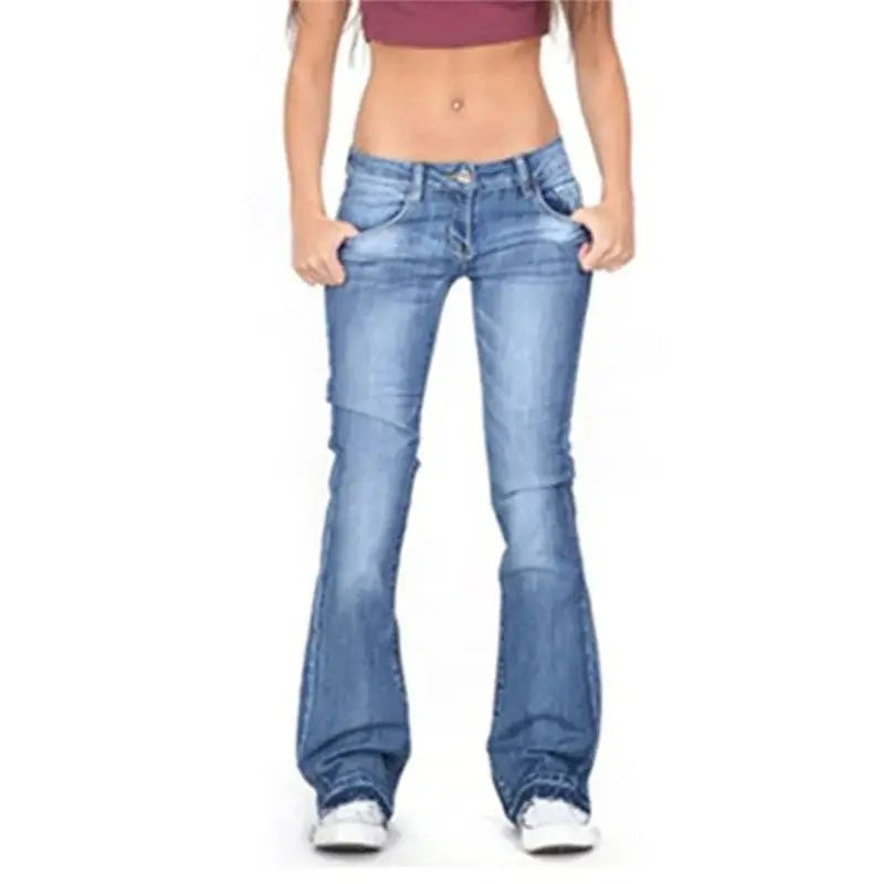 2024 Vintage Mid Waist Washed Jeans Women New Slim Fit Micro Flared Trousers Casual Commuter Female Denim Pants Trend Streetwear