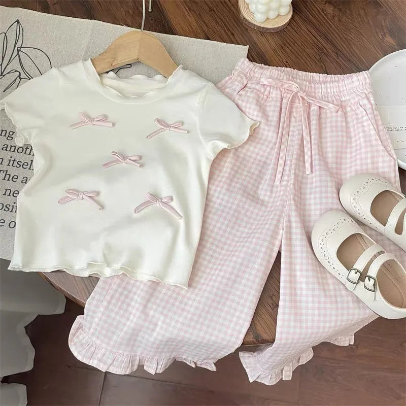 Children's Clothing Bow Short Sleeve Top