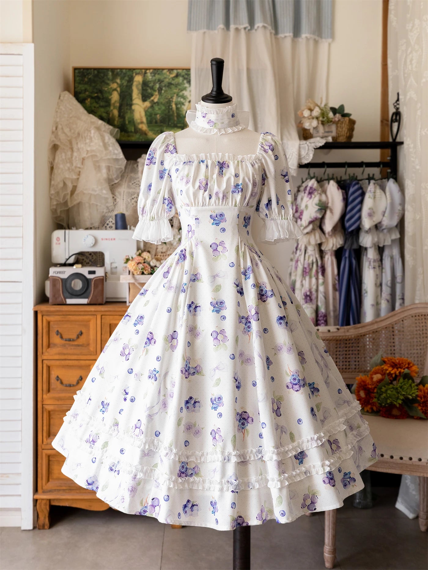 Classical Elegant Kawaii Dress Lolita Short Sleeved Slim Fit Long Vestidos