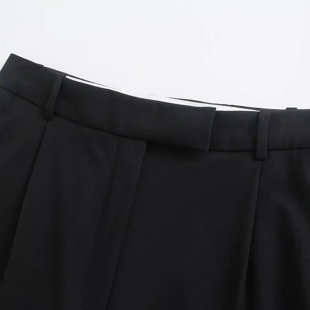 PB&ZA 2024 Women's New Straight Loose Pants for Professional Commuter Small Pleated High Waist Wide Leg Pants