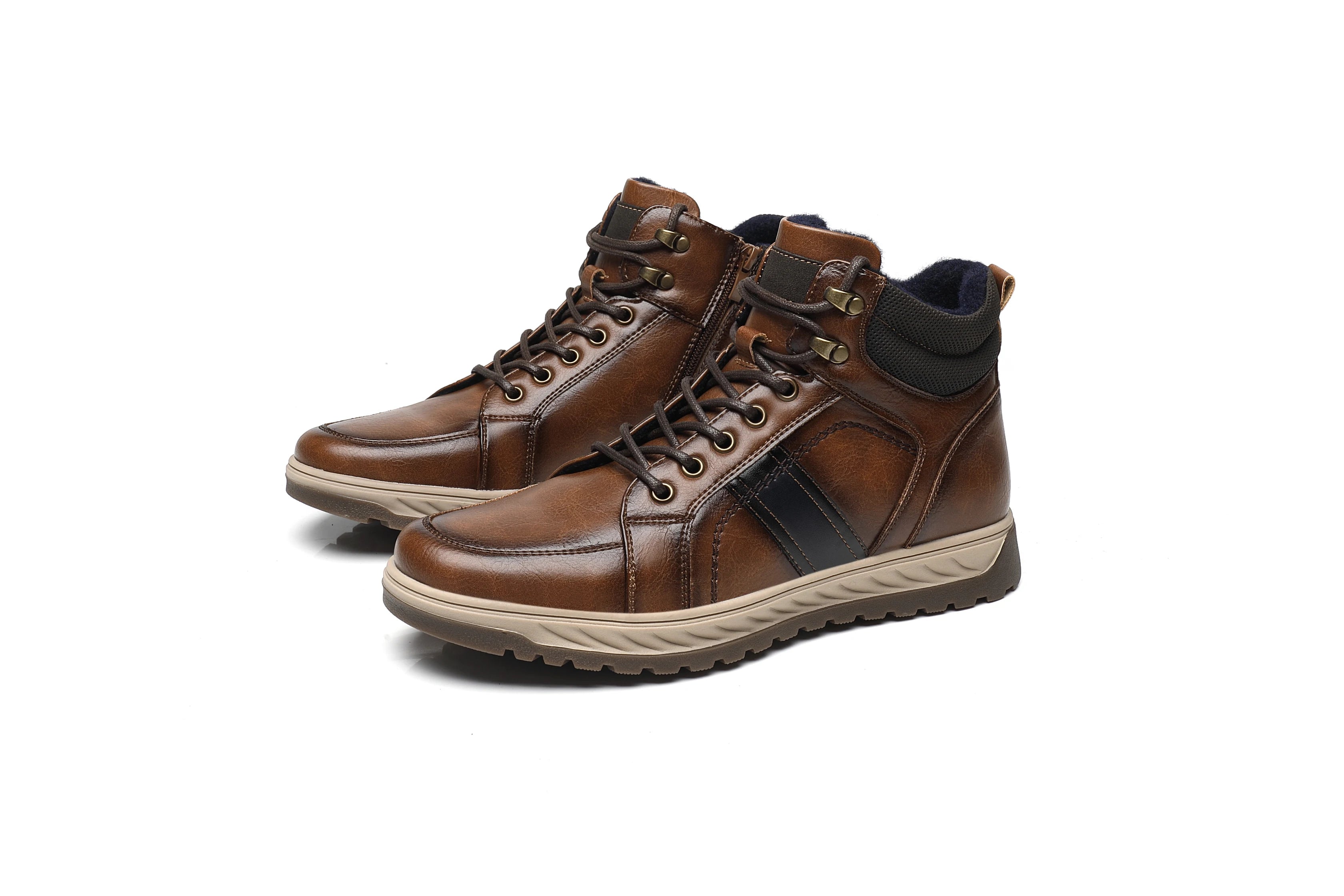 Men Boots Zip Lace-up Ankle Boots