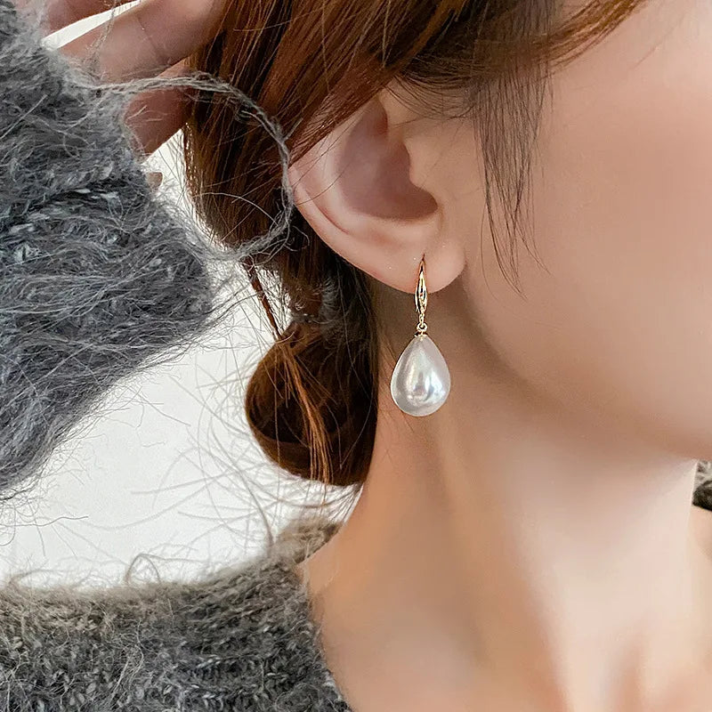 Water Drop Imitation Pearl Pendant Earrings for Women