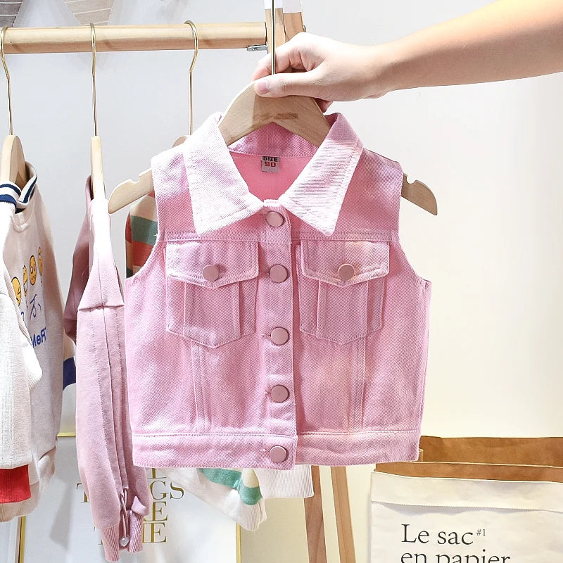 Kids Girls Pink Denim Coat