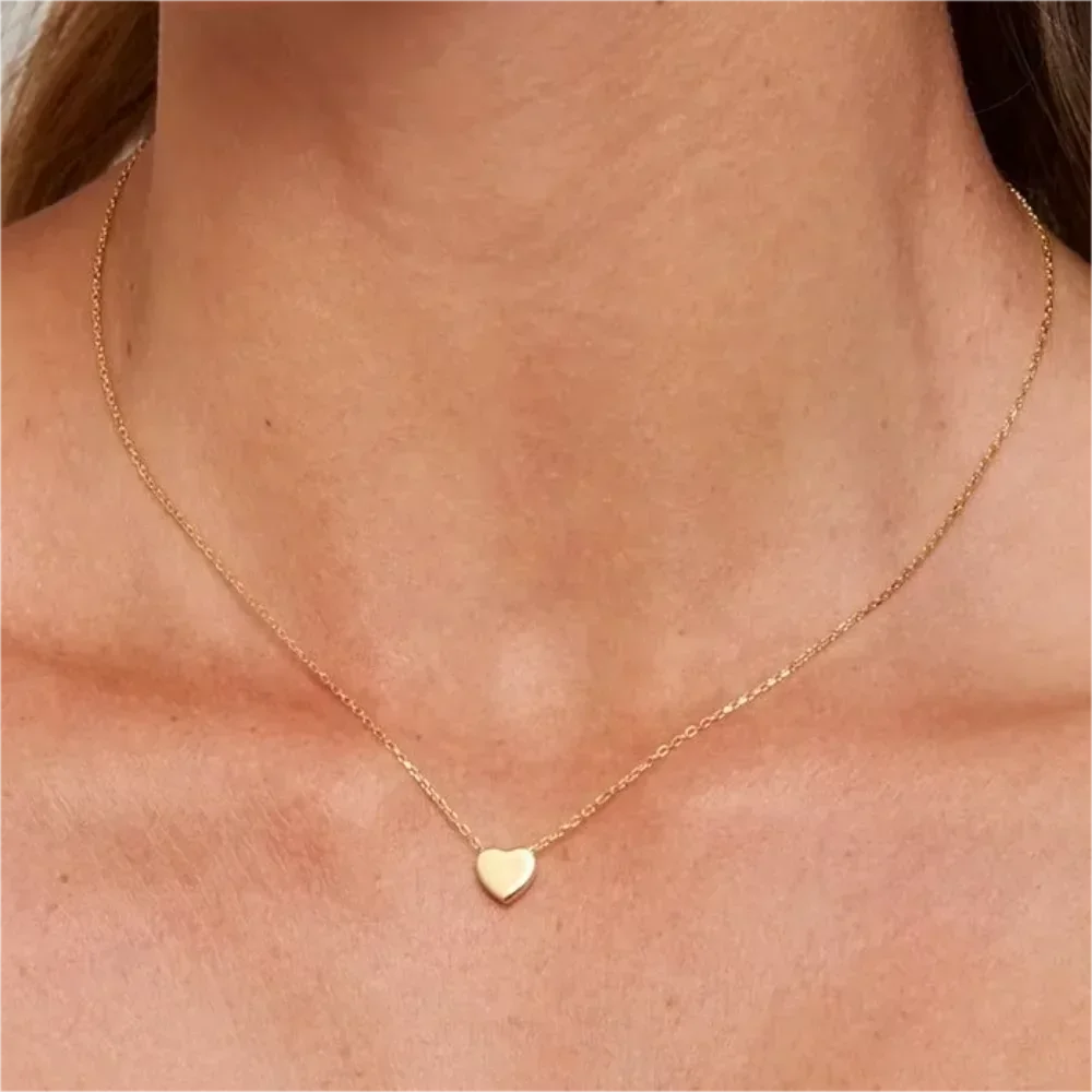 Mariasz Minimalist Gold Color Stainless Steel Heart Chain Necklace for Women
