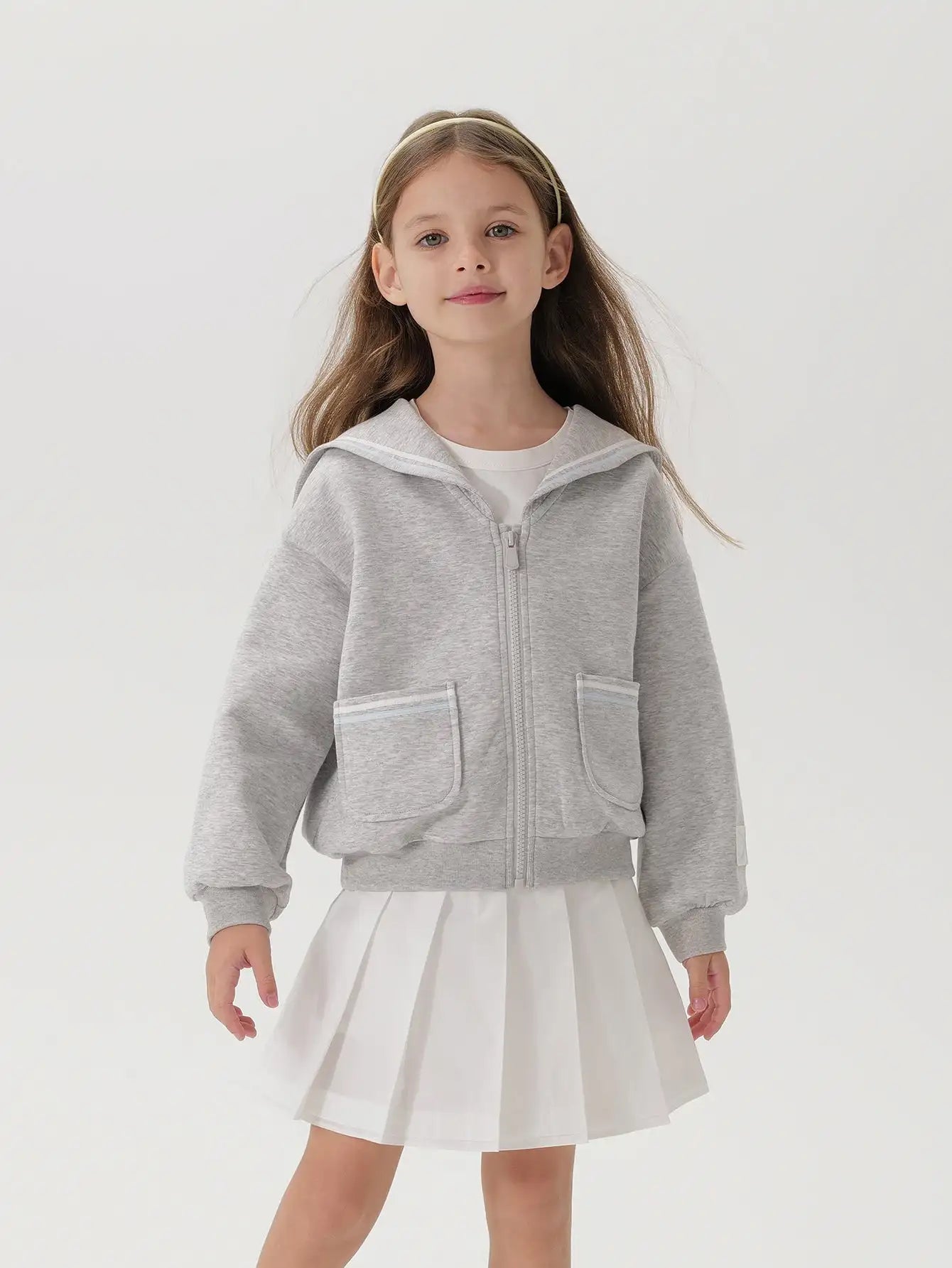 Girls Preppy Style Navy Lapel Jacket