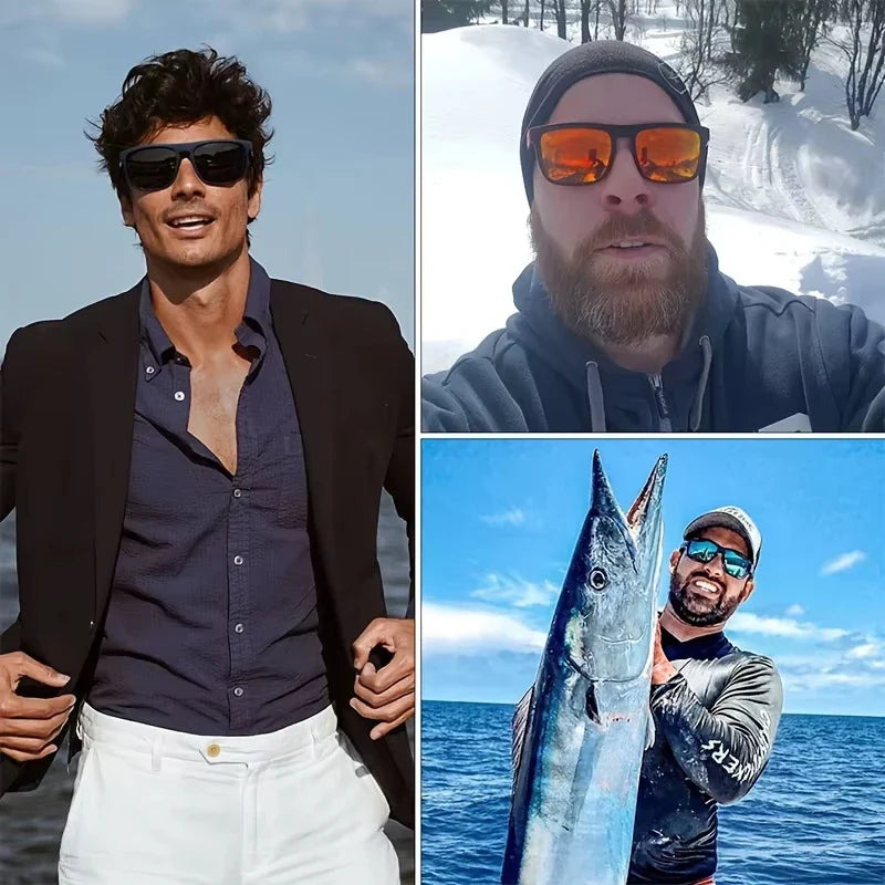 1-4 Paires de Lunettes de Soleil de Sport Polarisées Carrées Classiques pour Homme Monture Légère en PC Anti-UV400 pour Conduite Pêche Cyclisme Unisexe Durabilité