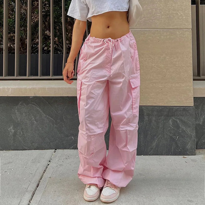 Women Cargo Pants Spring New Streetwear Solid Fashion Pockets