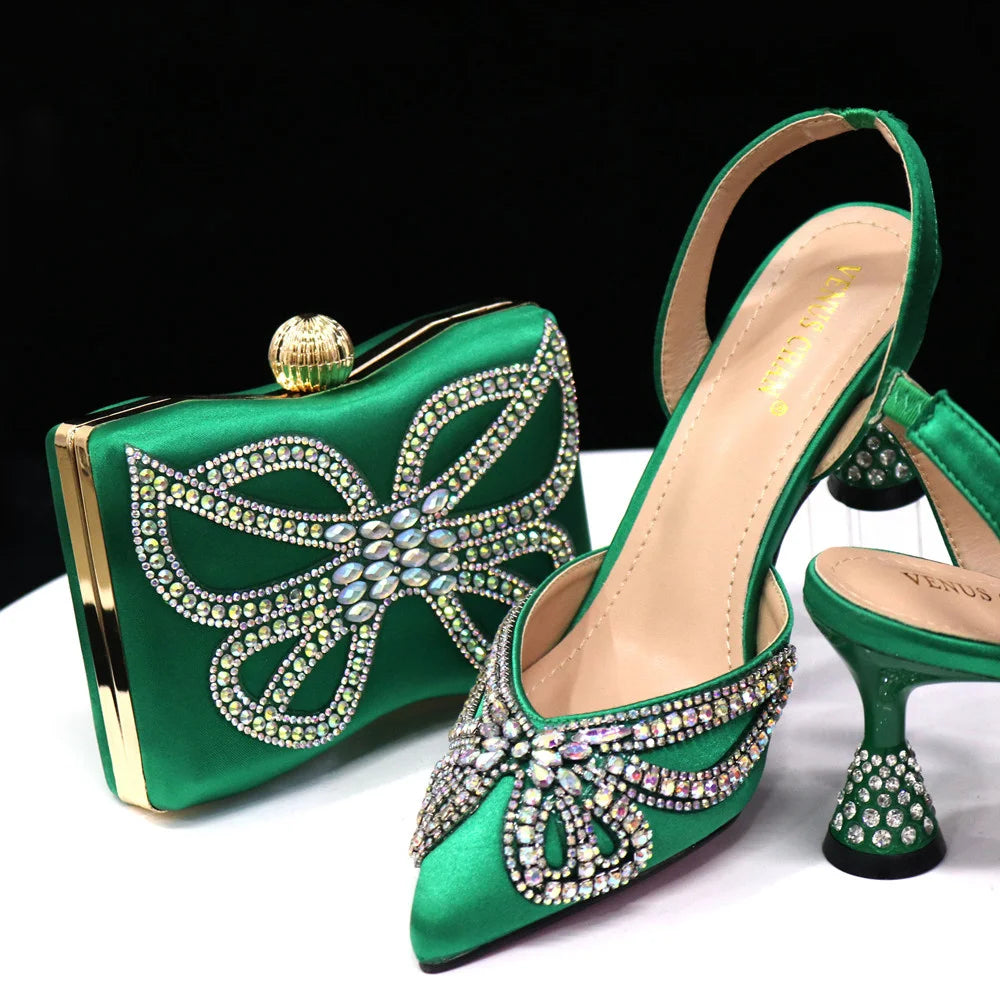 Bowknot Pointed Toe Women's Shoes Shallow Mouth Shoes Bag Set