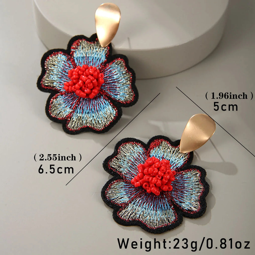 Embroidered Fabric Drop Earrings