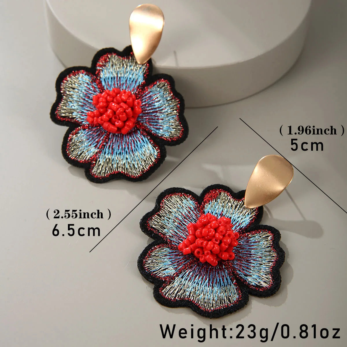 Embroidered Fabric Drop Earrings