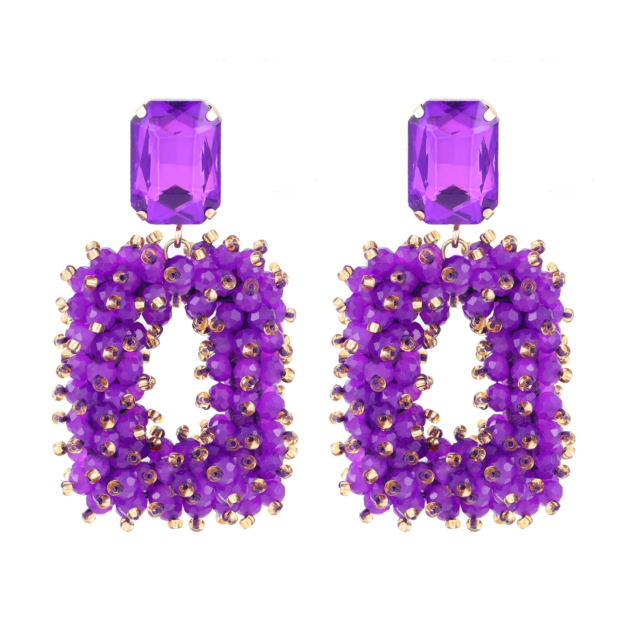 Square Crystal Drop Earrings for Women