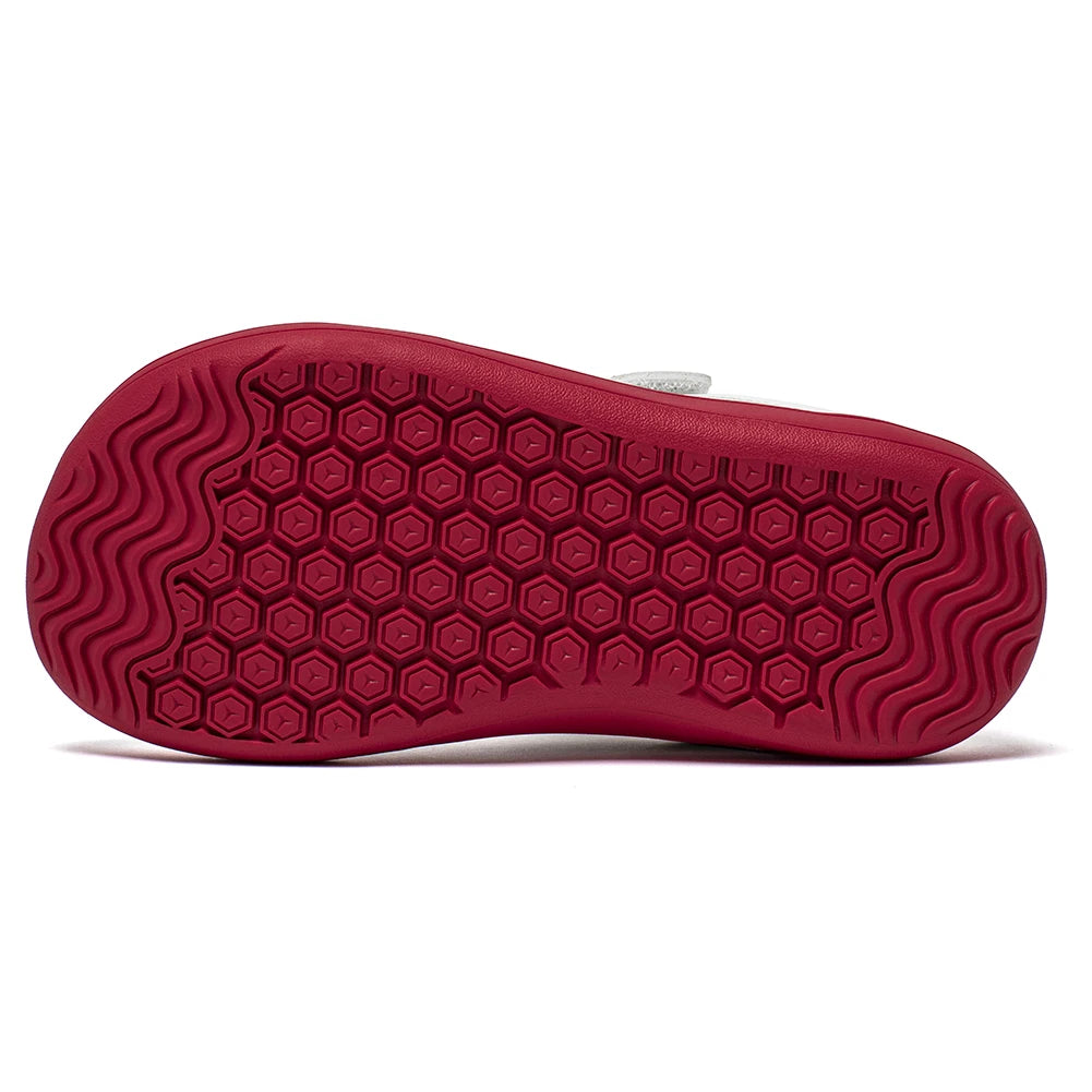 HOBIBEAR Kids Wide Toe Shoes Big Kid Barefoot Hook Loop Minimalist Sneakers Artificial Leather Mesh Shoes