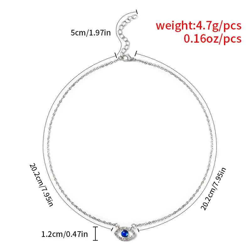 Lucky Double Layer Palm Evil Eyes Pendant Necklace for Women