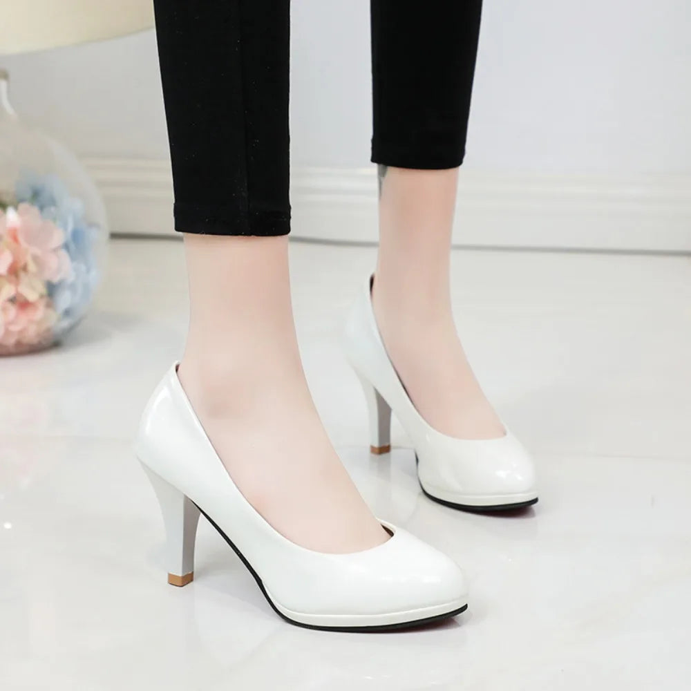High Heels Women's Solid Color Wedding Shoes Thick High Heels Fashionable Simple Elegant Party Shoes Size 34-42