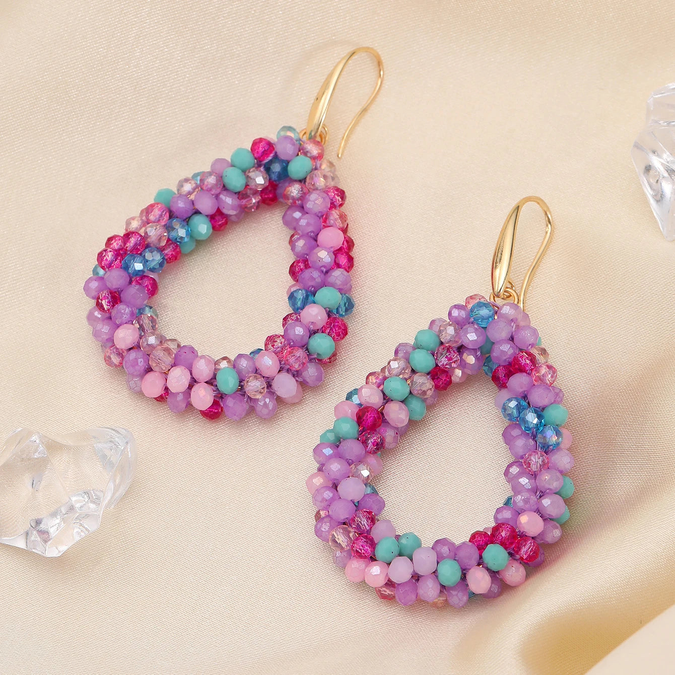 Mixed Color Big Drop Earrings for Women