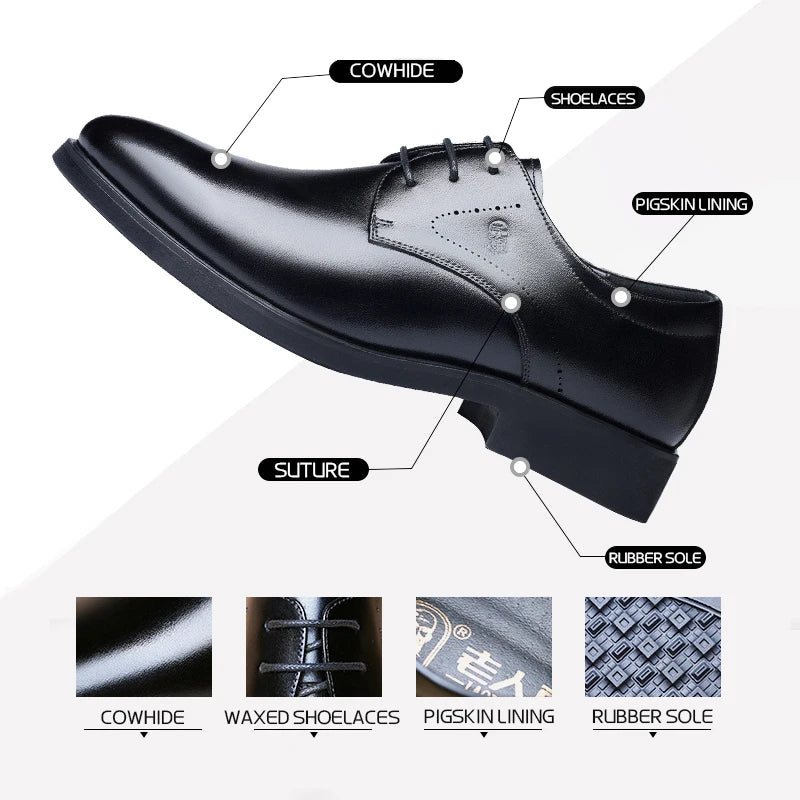 Men's Genuine Leather Business Dress Shoes – Formal Oxford Style, Sizes 40–47