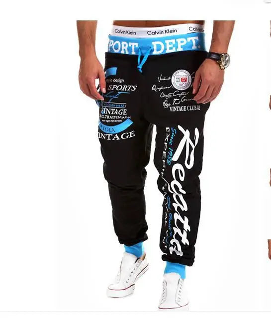 Men Streetwear Sweatpants Y2K Graffti Hip Hop Drawstring Waist