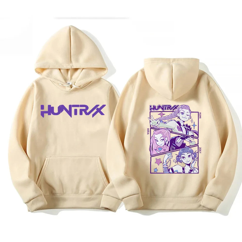 Men Women Hoodies KPop Demon Hunters Graphic Sweatshirts Fleece Warm Hooded Pullovers 2025 Fashion Male Sudadera Print Top